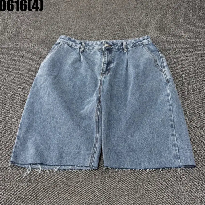 [BUNJANG] Mid-Wash Light-Wash Wide Half Pants Shorts (Vintage 0616) / [L] 중청 연청 와이드 하프 팬츠 반바지 (빈티지 0616)