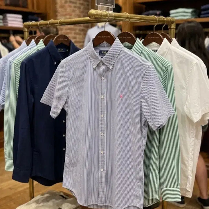 [BUNJANG] Polo Ralph Lauren Seersucker Stripe Short Sleeve Shirt M / 폴로 시어서커 스트라이프 반팔 셔츠
