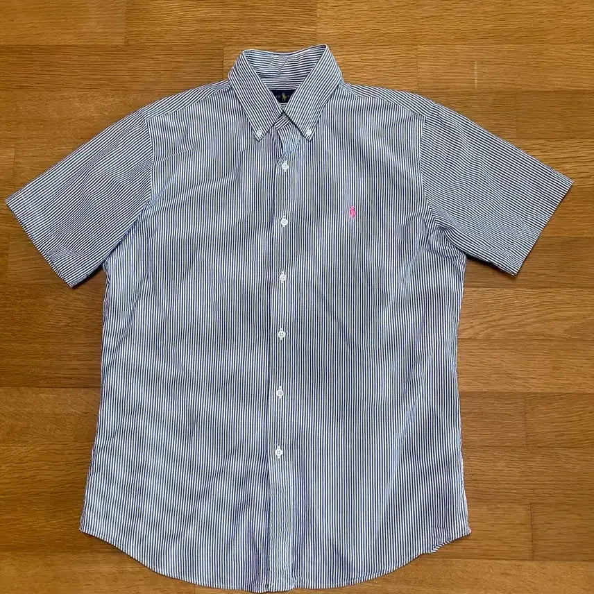 [BUNJANG] Polo Ralph Lauren Seersucker Stripe Short Sleeve Shirt M / 폴로 시어서커 스트라이프 반팔 셔츠