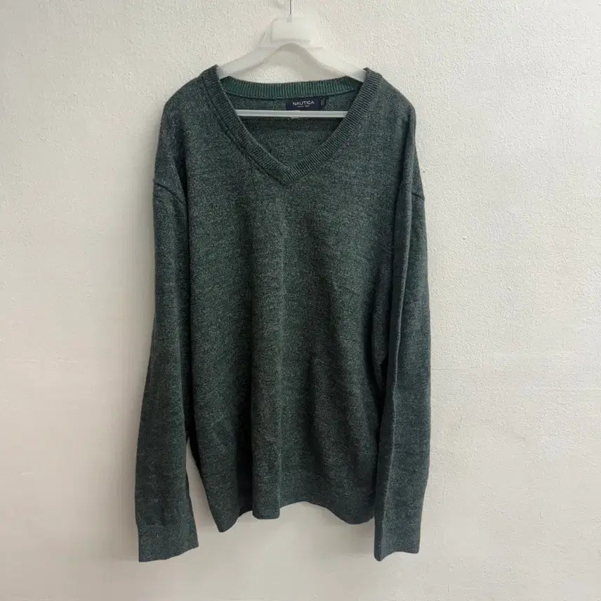 [BUNJANG] Nautica V-Neck Cable Knit Sweater Grey XL / 노티카 브이넥 꽈배기 니트 그레이 (XL)