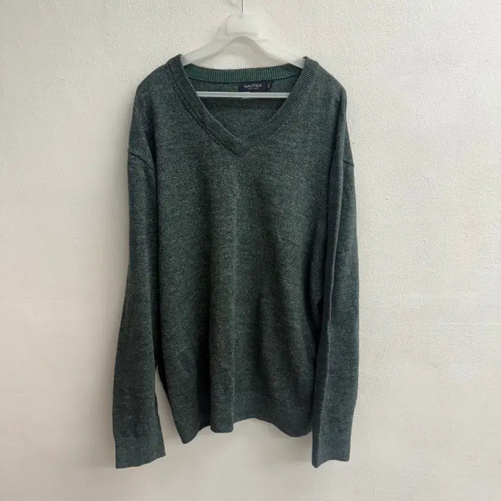 [BUNJANG] Nautica V-Neck Cable Knit Sweater Grey XL / 노티카 브이넥 꽈배기 니트 그레이 (XL)
