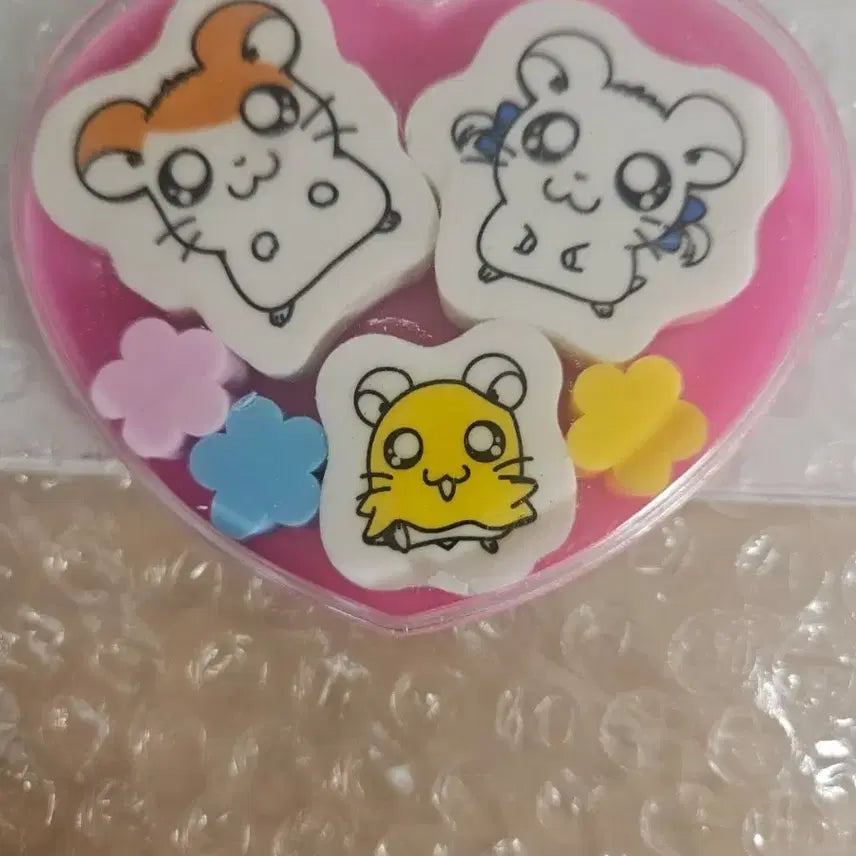 [BUNJANG] Hamtaro Finger Puppet Set (Tuckered Out &amp; Wink) with Hamtaro Eraser Set Bonus / 고전 햄토리 손가락인형 세트 갸우뚱 윙크 (햄토리 지우개세트 덤증정)