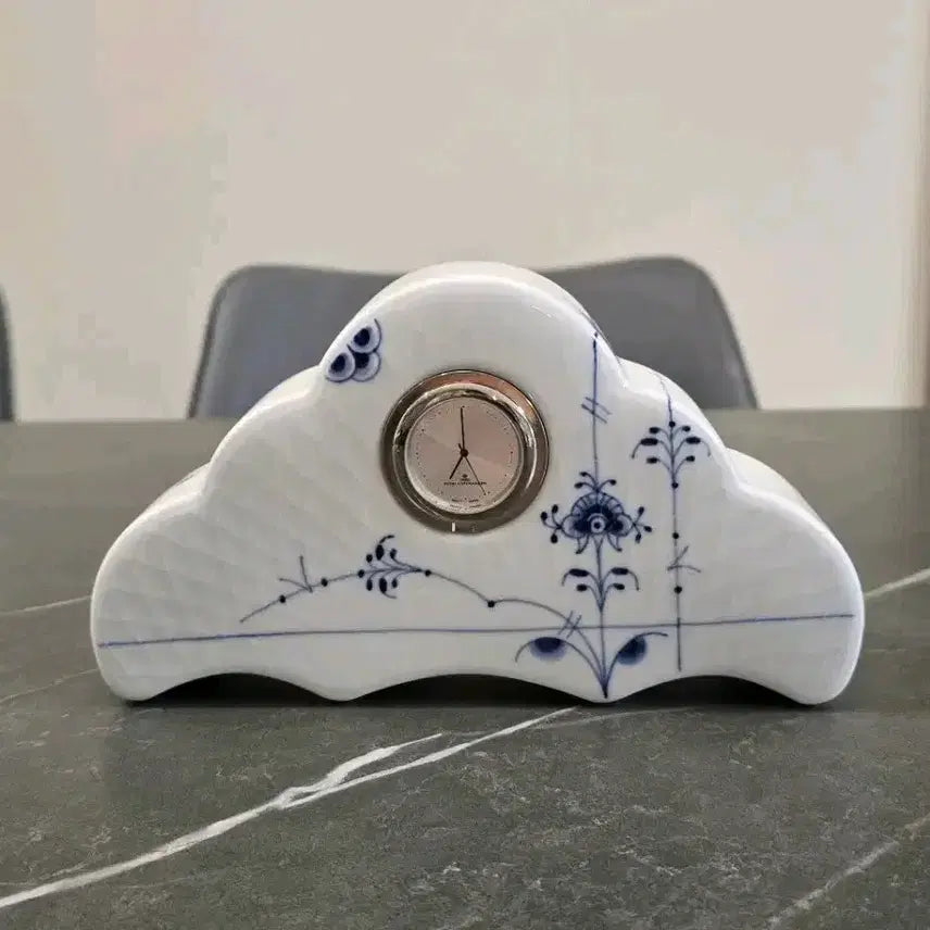 [BUNJANG] Royal Copenhagen Blue Palmette Table Clock / 덴마크 로얄 코펜하겐 Blue Palmette 탁상시계