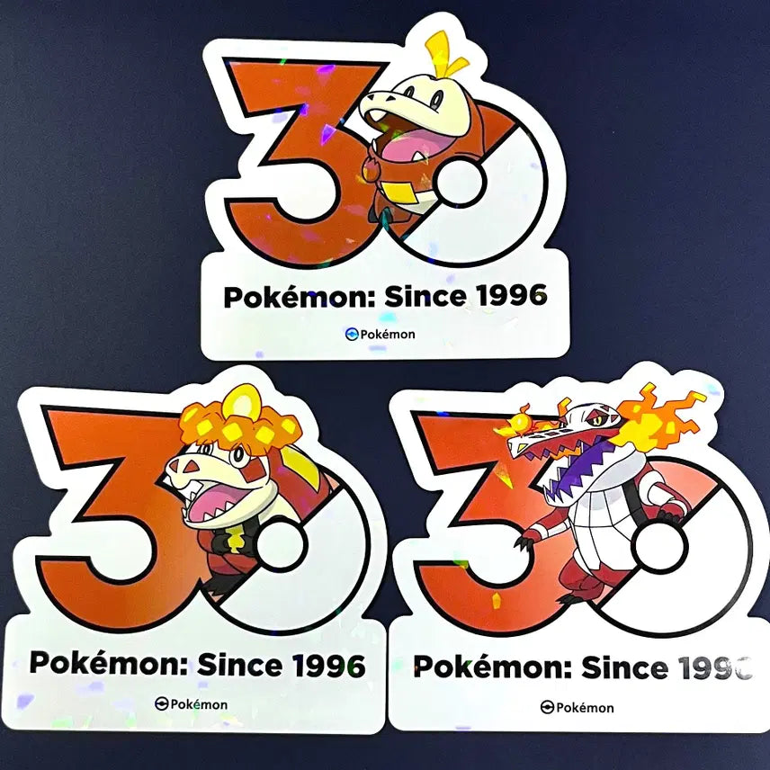 [BUNJANG] Limited Edition Pokemon 30th Anniversary Logo Stickers: Generation 9 Starters (Cyndaquil, Quilava, Typhlosion) / [한정판] 30주년 로고스티커 - 9세대 스타팅&