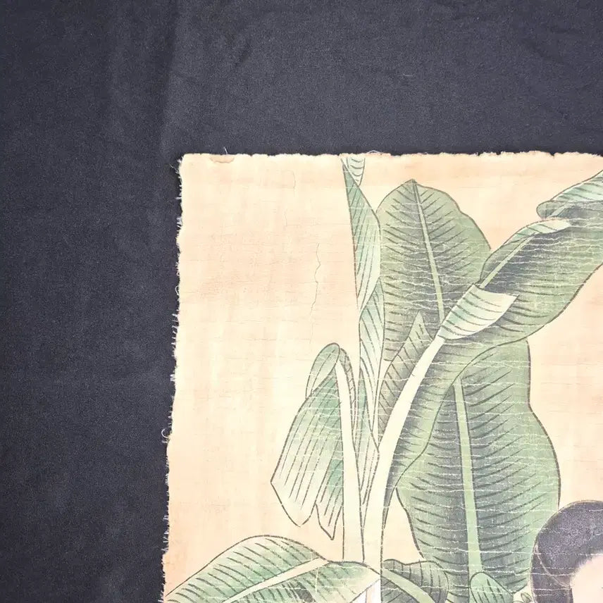 [BUNJANG] Qing Dynasty Court Painter Leng Mei "Beauty Holding Banana Leaves" Scroll Painting Antique Fine Art / 청대 궁정화가 냉매의 파초 미인도 육필 고서화 그림 골동품 미술품