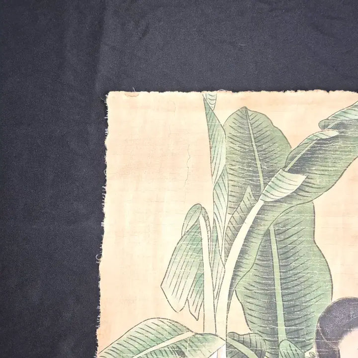 [BUNJANG] Qing Dynasty Court Painter Leng Mei "Beauty Holding Banana Leaves" Scroll Painting Antique Fine Art / 청대 궁정화가 냉매의 파초 미인도 육필 고서화 그림 골동품 미술품