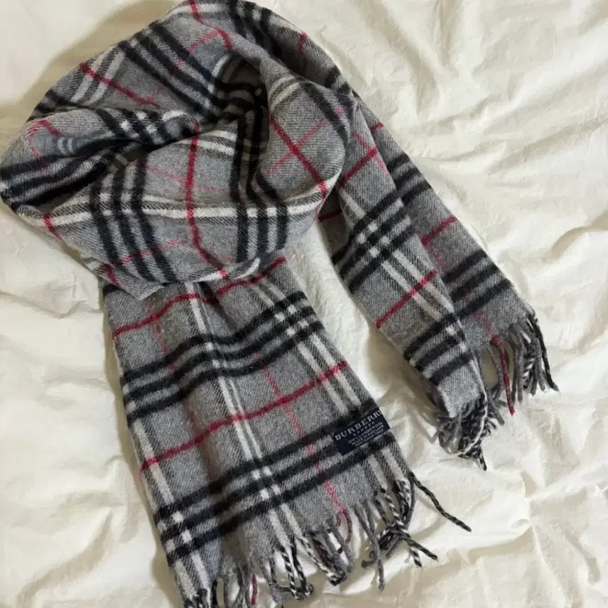 [BUNJANG] Burberry Lambswool Grey Check Muffler / 버버리 램스울 그레이 체크 머플러