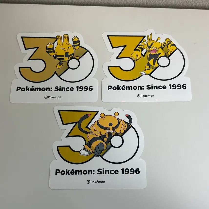 [BUNJANG] Pokemon 30th Anniversary Logo Sticker Set: Ele-boss, Ele-buzz, Ele-kid / 포켓몬 30주년 로고스티커 에레브+에레키블+에레키드