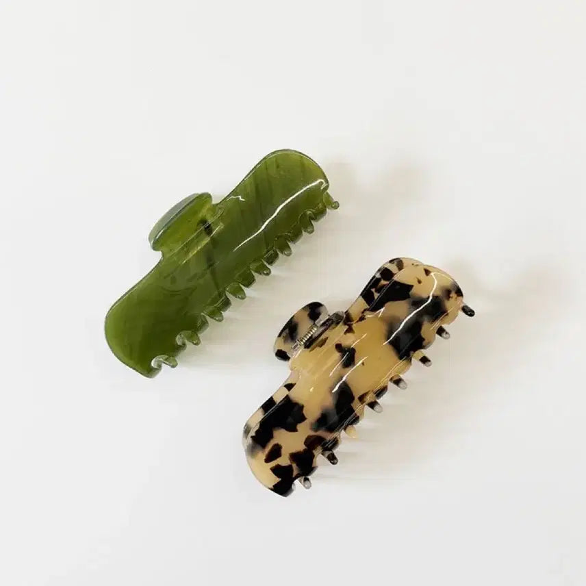 [BUNJANG] Barrette La France Marble Pattern Hair Claw Clip (Olive) / Barrette La France 헤어 집게핀 (올리브)
