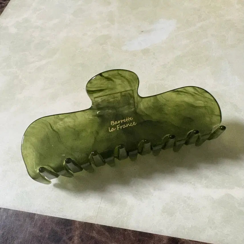 [BUNJANG] Barrette La France Marble Pattern Hair Claw Clip (Olive) / Barrette La France 헤어 집게핀 (올리브)