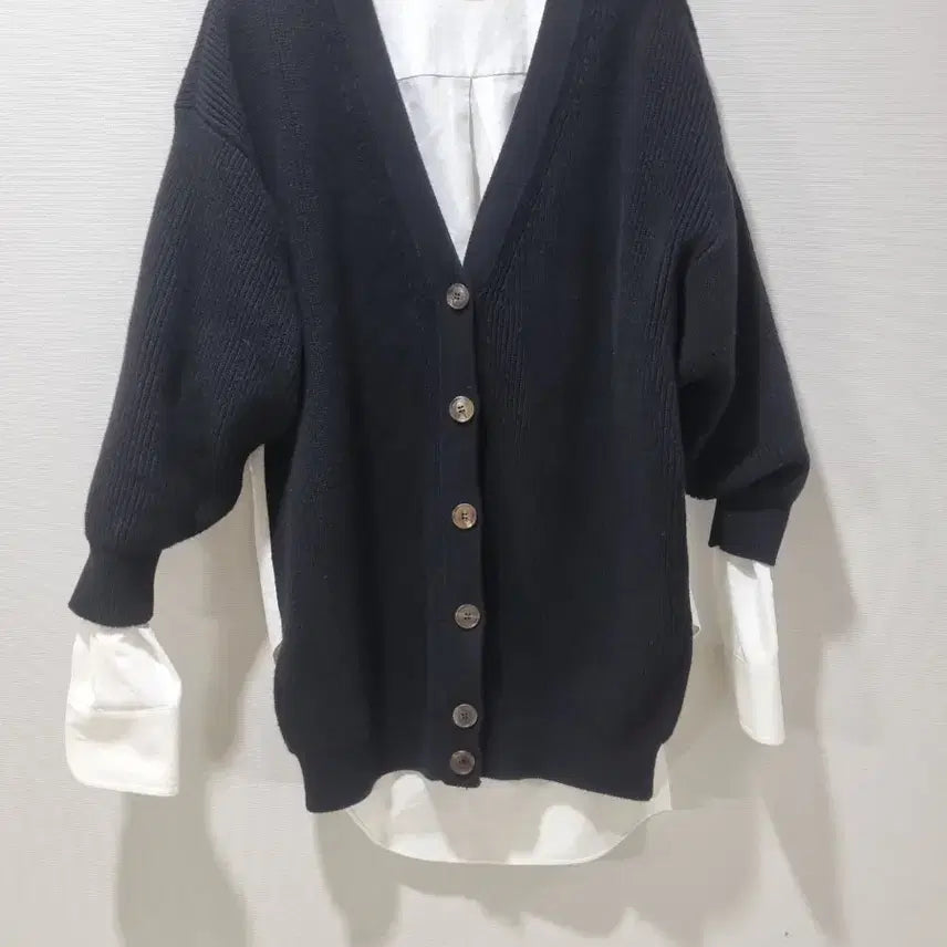 [BUNJANG] Alexander Wang T Layered Shirt Cardigan Navy/White XS / 알렉산더왕 T 레이어드 셔츠 가디건  (국내정품)