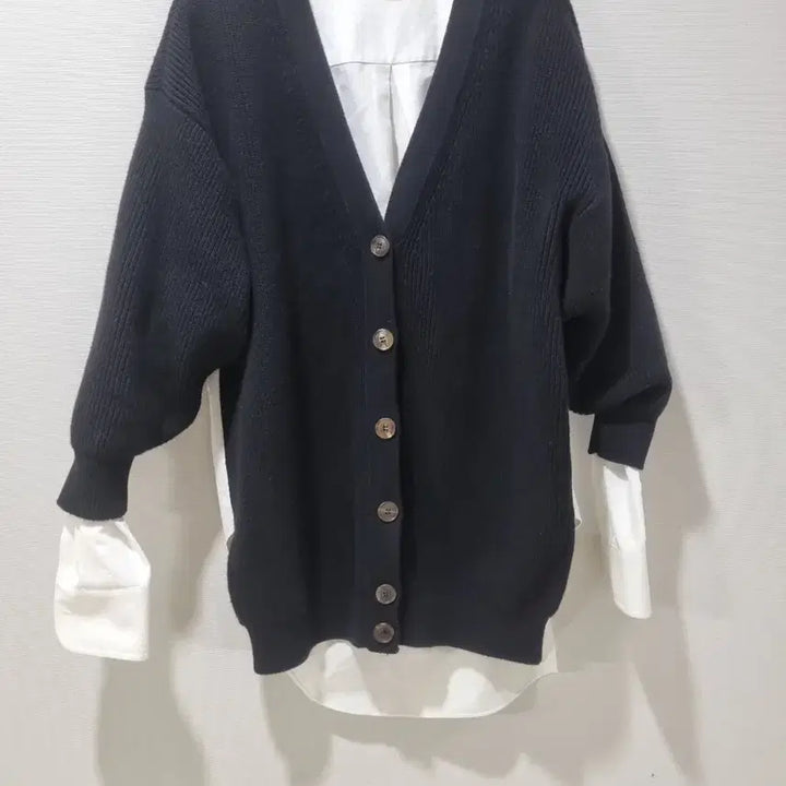 [BUNJANG] Alexander Wang T Layered Shirt Cardigan Navy/White XS / 알렉산더왕 T 레이어드 셔츠 가디건  (국내정품)