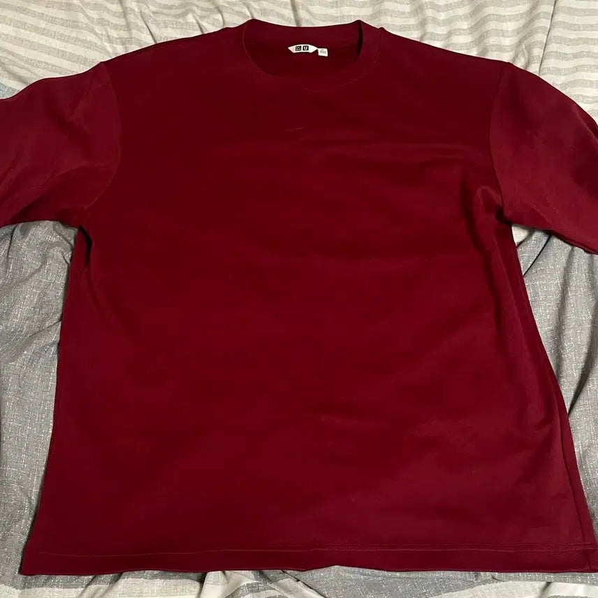 [BUNJANG] Uniqlo Airism Short Sleeve T-Shirt Burgundy / 유니클로 반팔 에어리즘 티셔츠 버건디