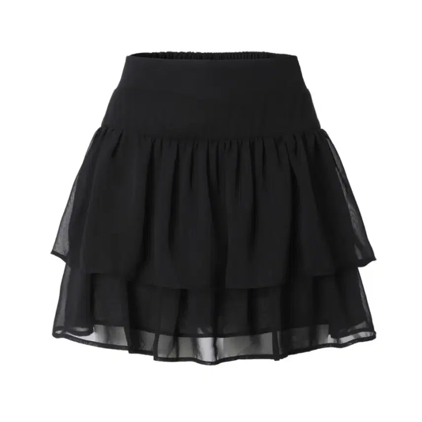 [BUNJANG] Three Times Chiffon Swan Skirt Black M / 쓰리타임즈 쉬폰 스완 스커트 블랙 M
