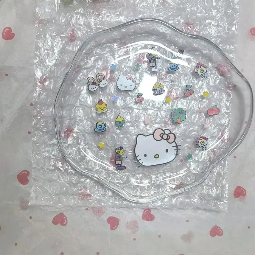 [BUNJANG] Sanrio Hello Kitty Transparent Plate DIY Parts Beads Interior Decor / 산리오 헬로키티 투명 접시 DIY 파츠 비즈 인테리어