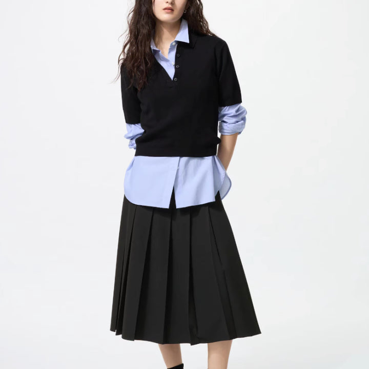 [BUNJANG] Uniqlo Wide Pleated Skirt Black XS / 유니클로 와이드 플리츠 스커트 블랙 XS 택달린 새제품