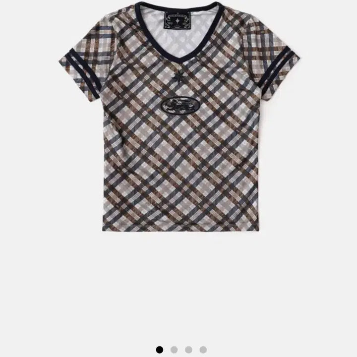 [BUNJANG] Badblood Check V-Neck Jersey Short Sleeve T-Shirt / 새상품) 배드블러드 체크 브이넥 져지 반팔 티셔츠