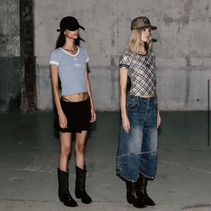 [BUNJANG] Badblood Check V-Neck Jersey Short Sleeve T-Shirt / 새상품) 배드블러드 체크 브이넥 져지 반팔 티셔츠