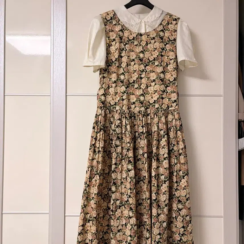 [BUNJANG] Vintage Rose Pattern Long Dress / 빈티지 장미원피스