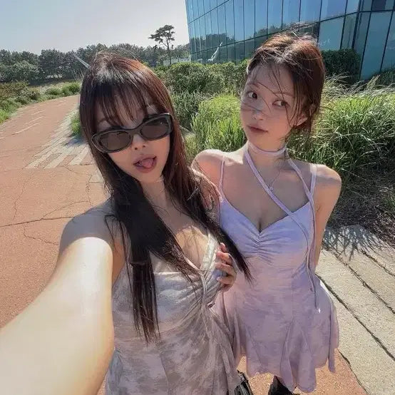 [BUNJANG] Hipnatic Cozel Muffler Flare Dress Lavender / 히프나틱 자체제작 코젤 머플러 플레어 원피스 라벤더