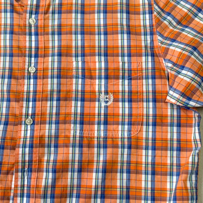 [BUNJANG] Chaps Ralph Lauren Orange Check Short Sleeve Shirt L / 챕스 랄프로렌 오렌지 체크 반팔 셔츠 L