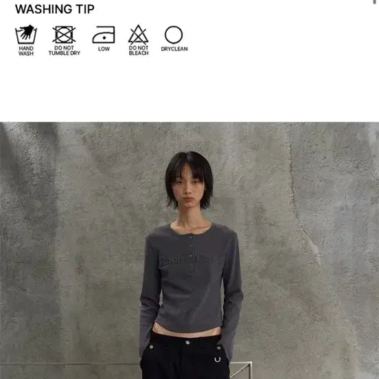 [BUNJANG] Rockcake Long Sleeve T-Shirt Charcoal / 락케이크 긴소매 티셔츠 챠콜