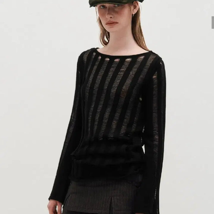[BUNJANG] Jisoo Black Sheer Knit Top (Size S) / 킴지수 시스루 여름 니트