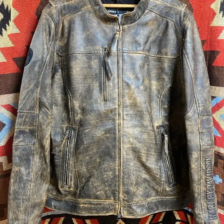 [BUNJANG] Harley-Davidson MIRAMAR XL Brown Leather Riding Jacket / 할리데이비슨 MIRAMAR 가죽자켓 라이딩자켓 브라운 XL