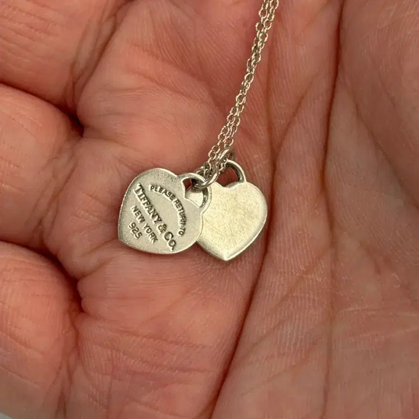 [BUNJANG] Tiffany &amp; Co. Return to Tiffany Double Heart Necklace Silver / 티파니앤코 리턴투티파니 더블 하트 목걸이 실버
