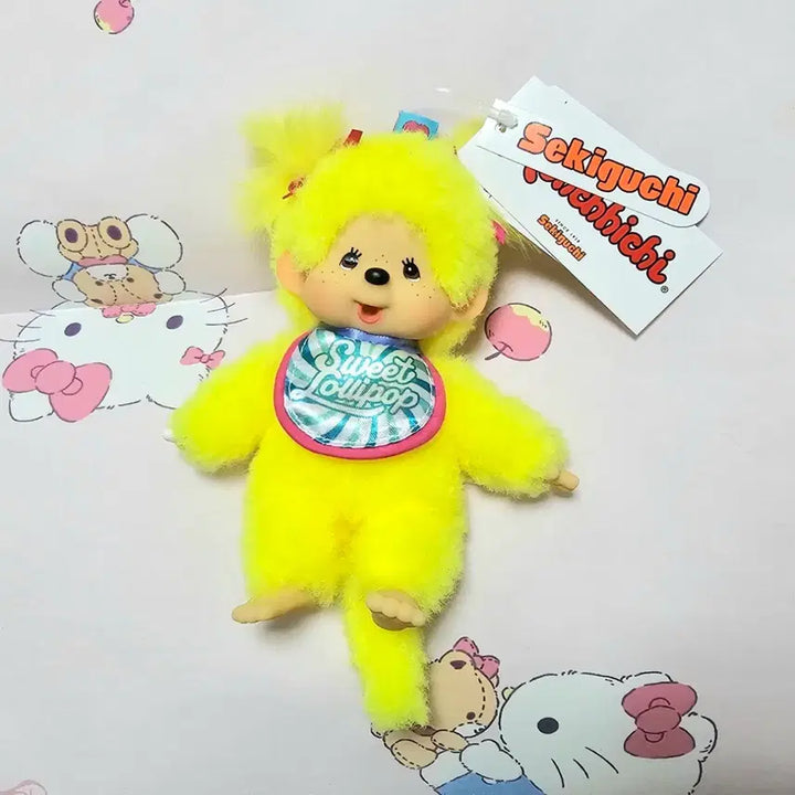 [BUNJANG] Sekiguchi Monchhichi Sweet Lollipop Keychain Yellow / 세키구치 몬치치 스위트 롤리팝 키링 옐로 노랑
