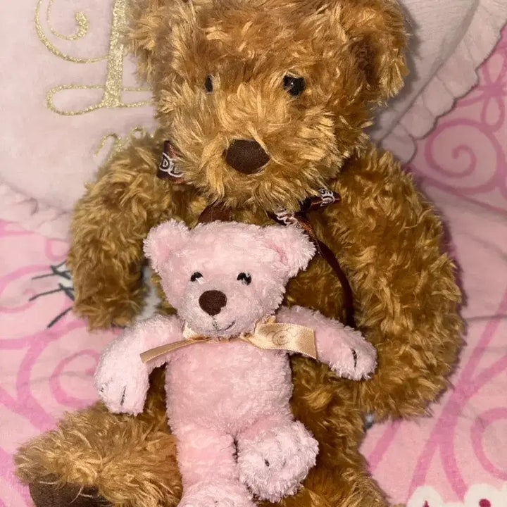 [BUNJANG] Vintage Teddy Bear Set (Pink + Brown) / 고급 빈티지 테디베어 핑크+브라운 set 빈티지인형 빈티지곰인형