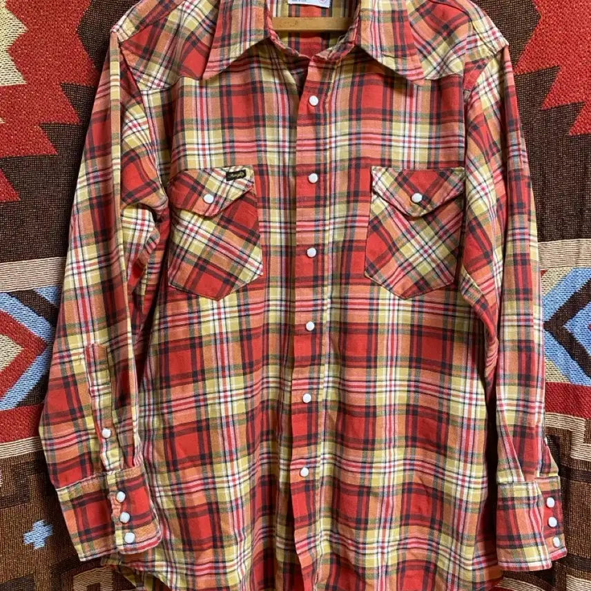 [BUNJANG] Vintage 1970s Wrangler Western Plaid Shirt / 빈티지 70s 랭글러 체크셔츠 웨스턴셔츠