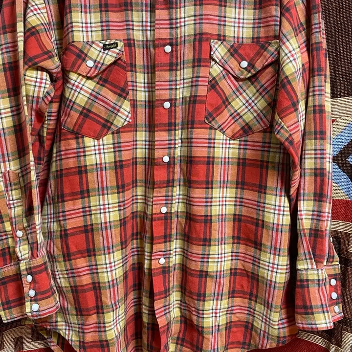 [BUNJANG] Vintage 1970s Wrangler Western Plaid Shirt / 빈티지 70s 랭글러 체크셔츠 웨스턴셔츠