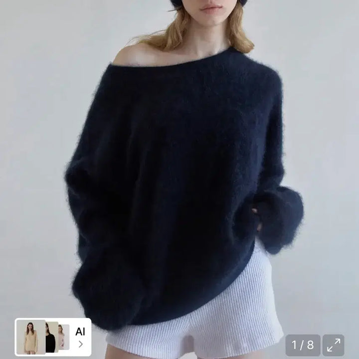 [BUNJANG] Rayzic Cloud Off-Shoulder Wool Knit (Black) / 새 상품)레이지지 클라우드 오프숄더 울 니트 (블랙)하트시그널 유경 착용