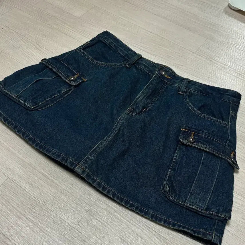 [BUNJANG] Dangdangirl Cotton Cargo Mini Skirt (Vintage Wash) / 새상품)당당걸[MADE] 빅사이즈 코튼 카고 미니 스커트 치마바지(빈티지