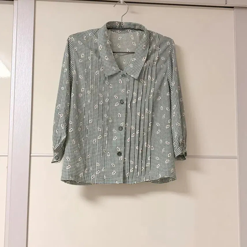 [BUNJANG] Tulip Check Blouse / 튤립체크 블라우스