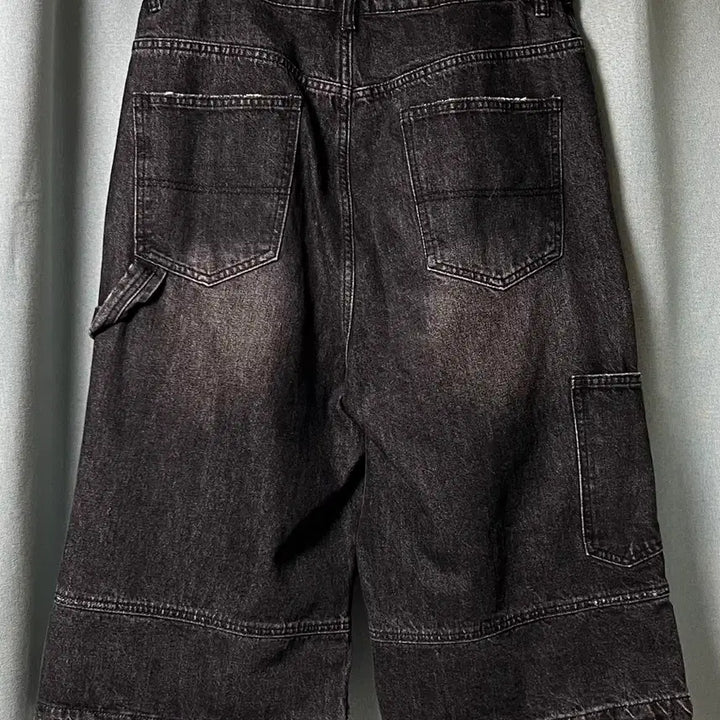 [BUNJANG] Lowering Lad Carpenter Bermuda Denim Pants Black L / [L] 로어링라드 카펜터 버뮤다 데님 팬츠 블랙