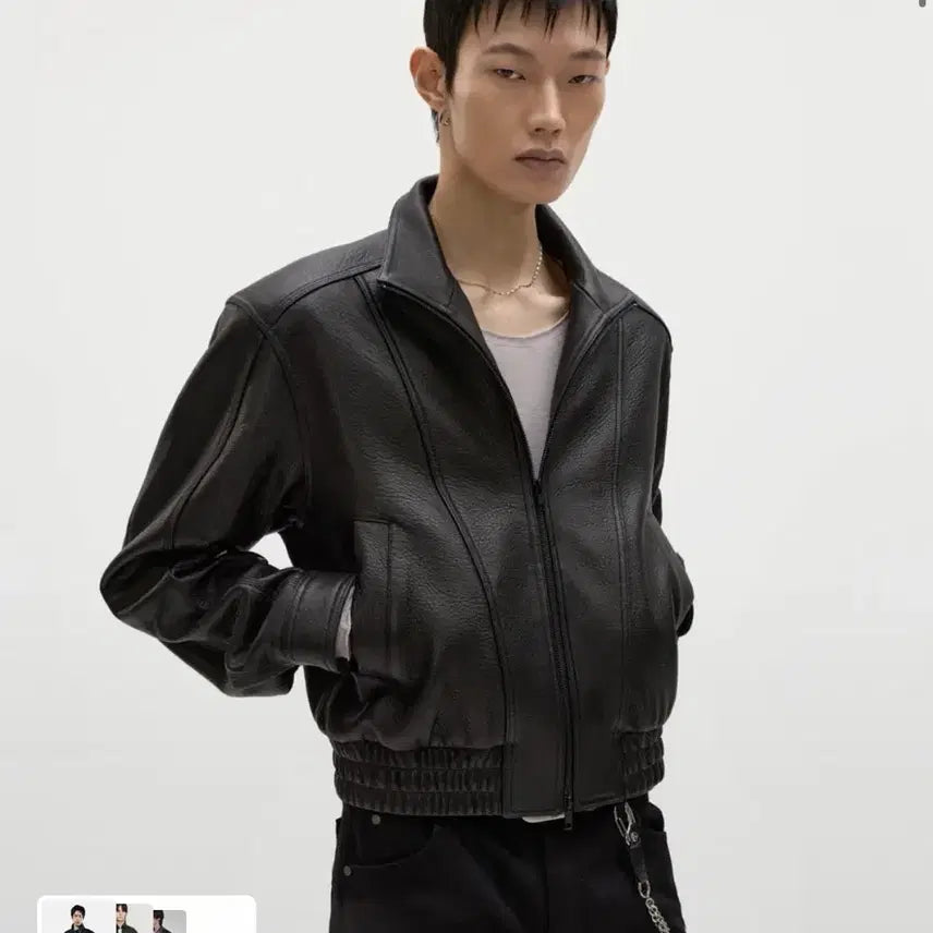 [SOLD OUT] 엘무드 세인트 램스킨 레더 보머 자켓 블랙 46
