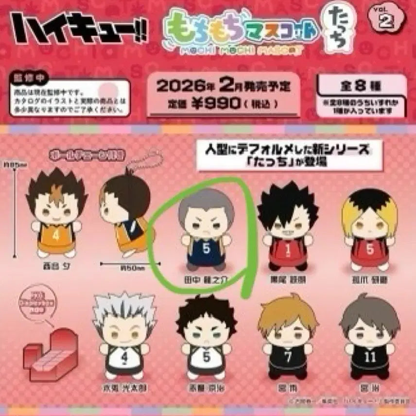 [BUNJANG] Haikyuu!! Mocchi Mocchi Mascot Vol. 2 Tanaka Ryunosuke Plush / 판매) 하이큐 모찌모찌 마스코트 vol.2 - 타나카