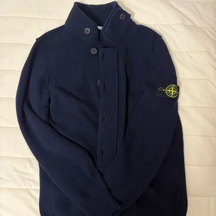 [BUNJANG] Stone Island Lambswool Knit Zip-Up Cardigan Navy / 스톤아일랜드 니트집업 가디건