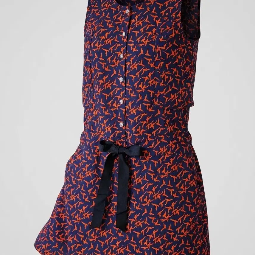 [BUNJANG] 100% Silk Bird Print Sleeveless Midi Dress Size 55 / 실크 100% 버드 프린트 슬리브리스 미디 원피스 55