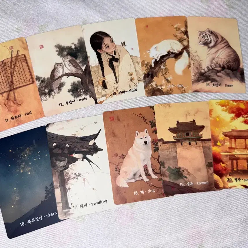 [BUNJANG] Joseon Dynasty Folk Painting Lenormand Cards / 화첩 | 전통 조선 민화 레노먼드 카드
