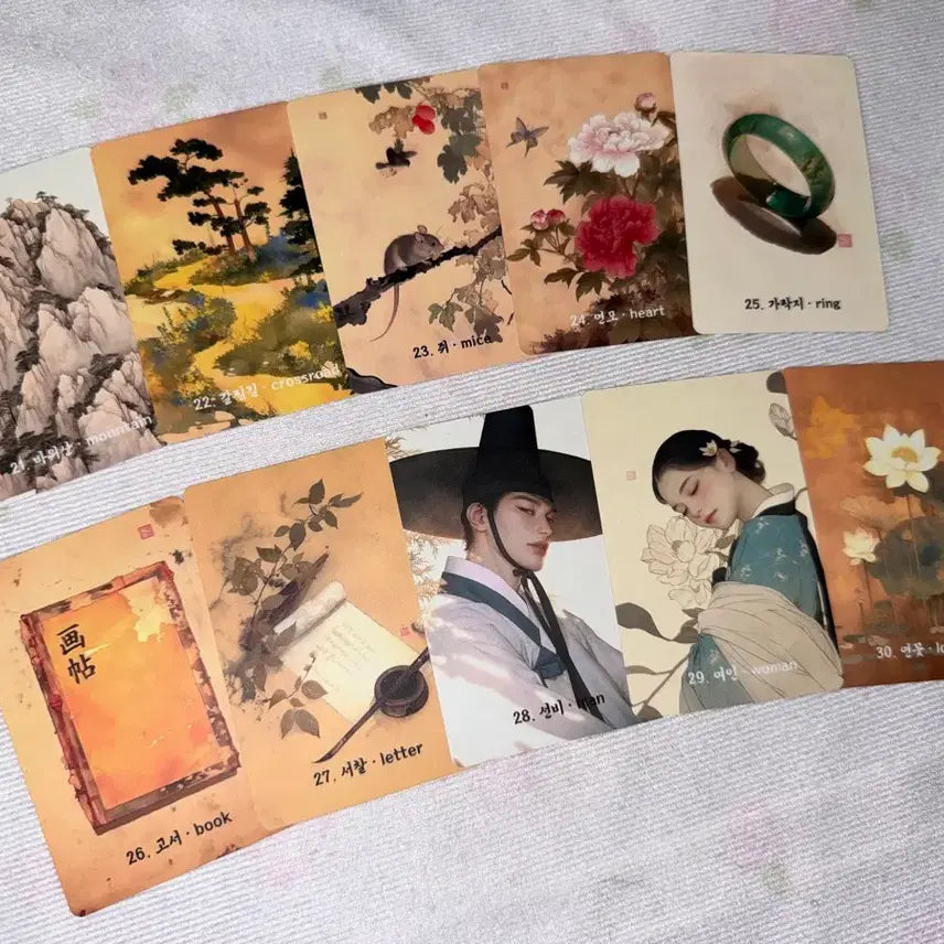 [BUNJANG] Joseon Dynasty Folk Painting Lenormand Cards / 화첩 | 전통 조선 민화 레노먼드 카드