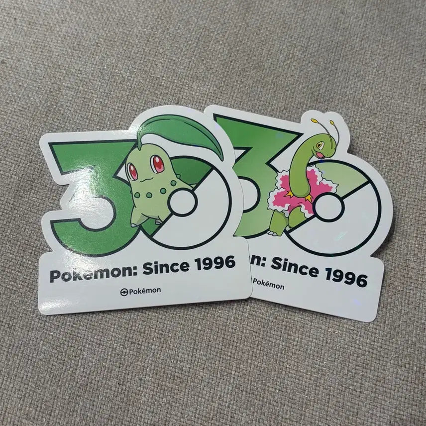 [BUNJANG] Pokemon 30th Anniversary Logo Stickers Chikorita Meganium Bundle Set / 포켓몬 30주년 로고스티커 치코리타 메가니움 일괄 판매