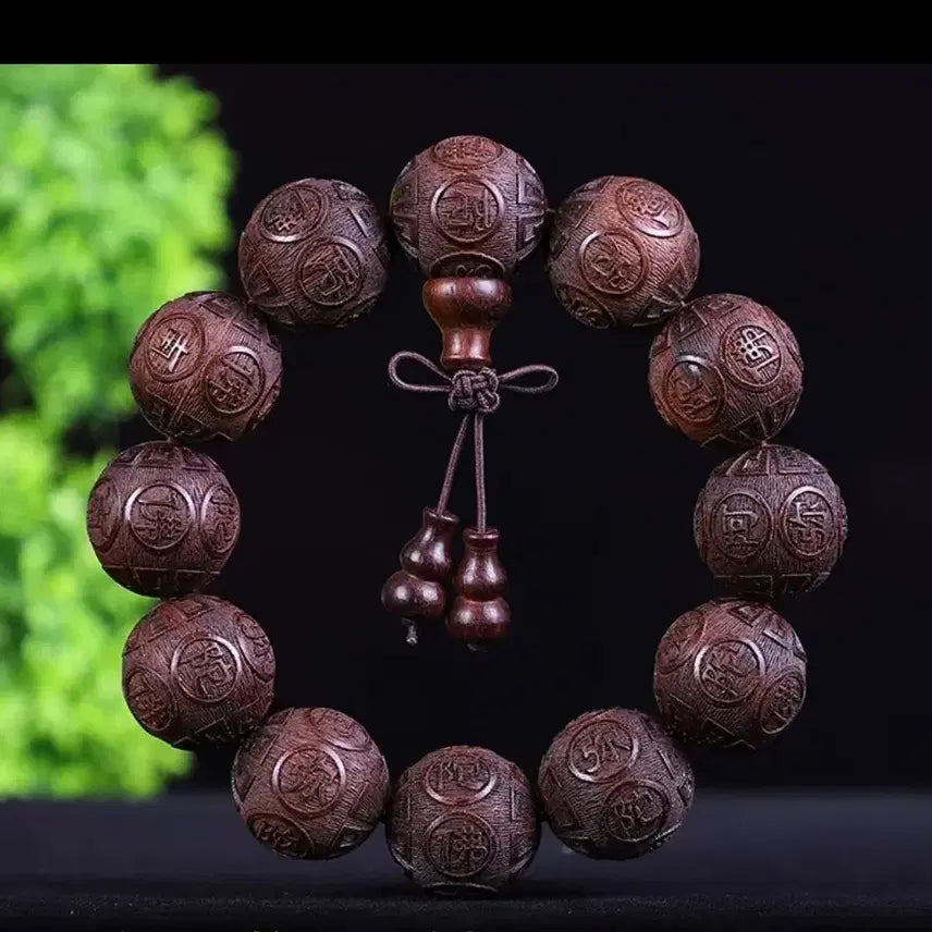 [BUNJANG] Sandalwood Prayer Beads (20mm) with Engraved Buddhist Sutras / 나무아미타불 노료 고밀도 침수급 자단 20mm
