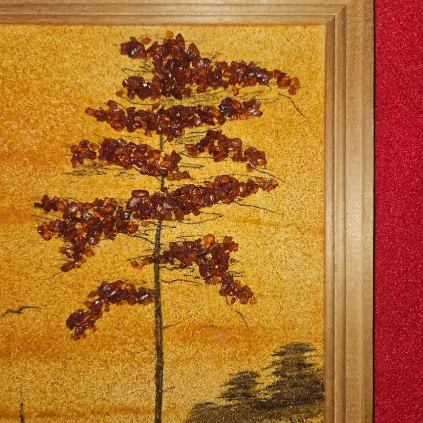 [BUNJANG] European Natural Amber Mosaic Landscape Frame (24x33cm) / 유럽산 천연 호박(Amber) 보석 입체 모자이크화 (24x33cm)