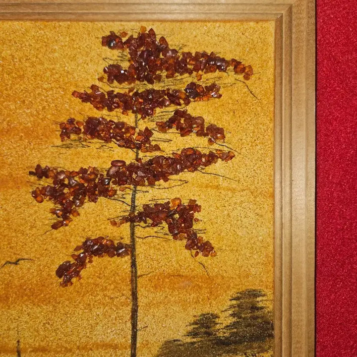 [BUNJANG] European Natural Amber Mosaic Landscape Frame (24x33cm) / 유럽산 천연 호박(Amber) 보석 입체 모자이크화 (24x33cm)