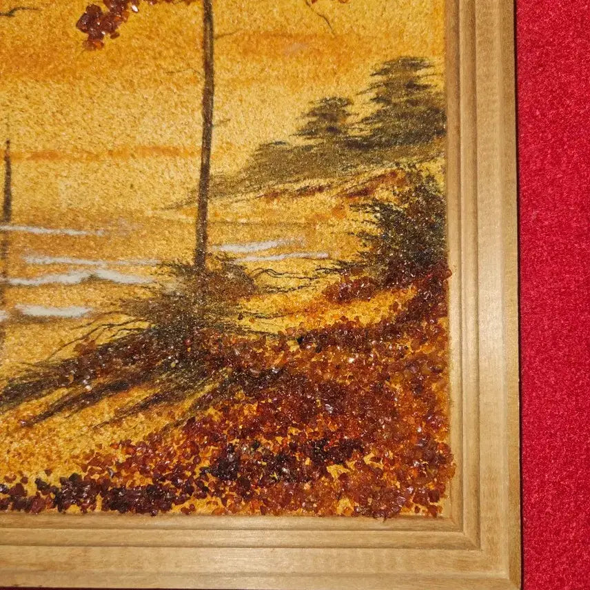 [BUNJANG] European Natural Amber Mosaic Landscape Frame (24x33cm) / 유럽산 천연 호박(Amber) 보석 입체 모자이크화 (24x33cm)