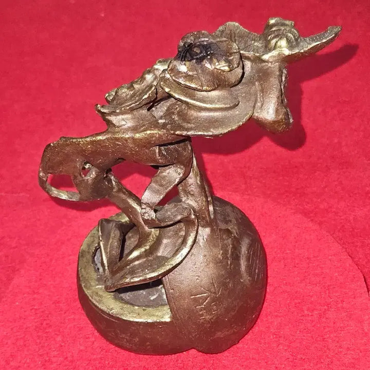 [BUNJANG] Vintage Solid Brass Backflow Incense Burner with Bat and Cloud Motifs / 연대 상급/통황동.20~30년 된 내리향 향로. 박쥐문.서