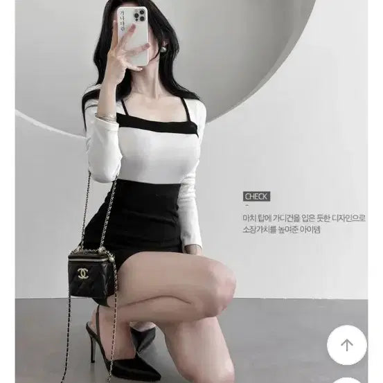 [SOLD OUT] [스판/배색] 가나다란 스퀘어넥 배색 슬림 티 3color